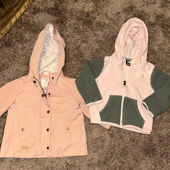 Babygirl The North Face fleece jacket and Zara pink jacket 12/18m bundle - Picture 1 of 5